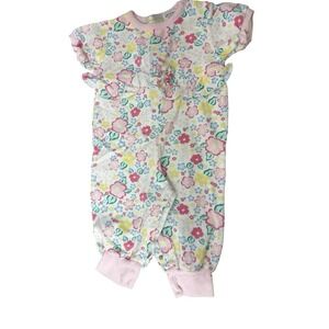 Vintage Tiny Town sz 9 months girls pink floral‎ romper one piece
